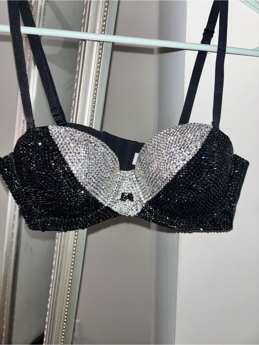 Handmade Tuxedo Inspired Crystal Bra